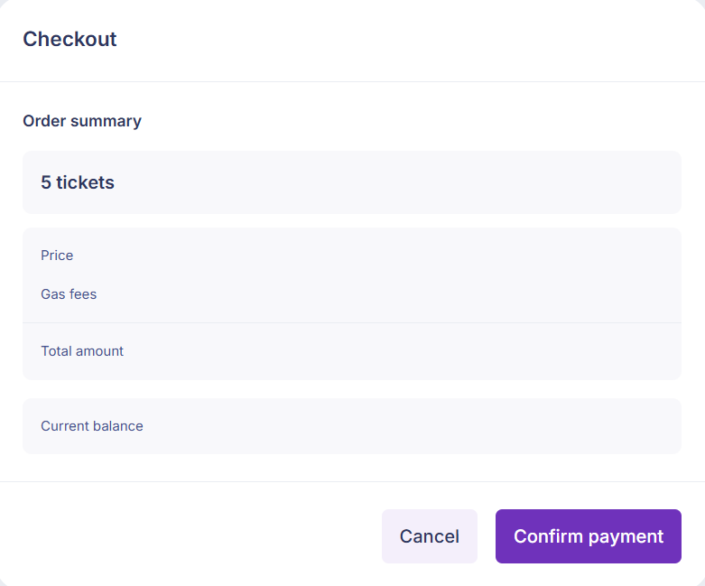 Checkout screen