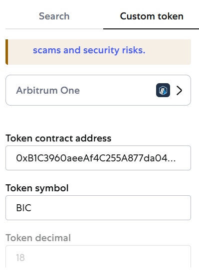 Custom token
