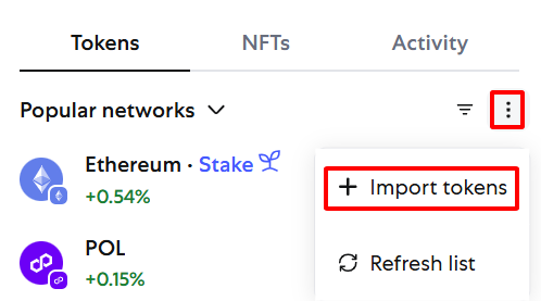 Import token